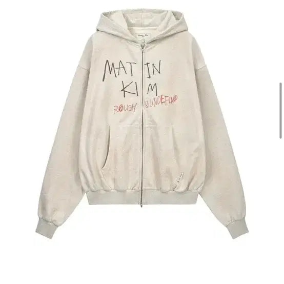 [BUNJANG] Matinkim Vintage Washed Graffiti Hoodie Zip-up Beige / 마뗑킴 빈티지 워시드 그래피티 후디 집업 베이지