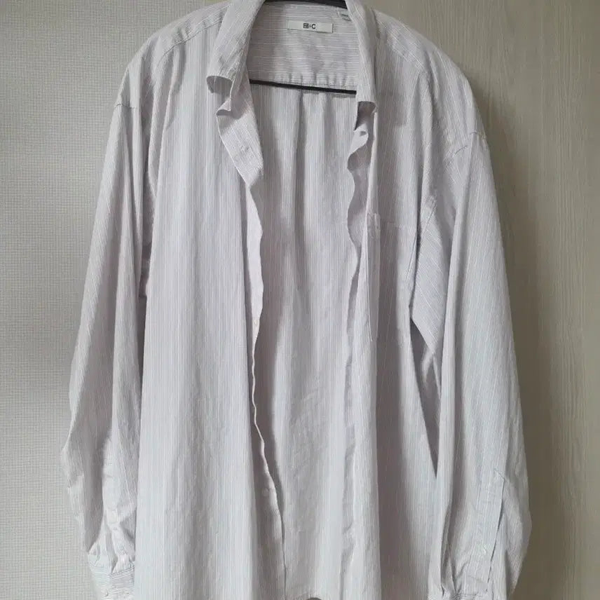 [BUNJANG] Uniqlo C Stripe Shirt L Lilac / 유니클로C 스트라이프 셔츠 L