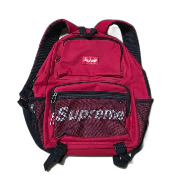 [BUNJANG] Red Backpack Supreme Logo Daily Use / 시착1회)가볍고 수납짱 백팩