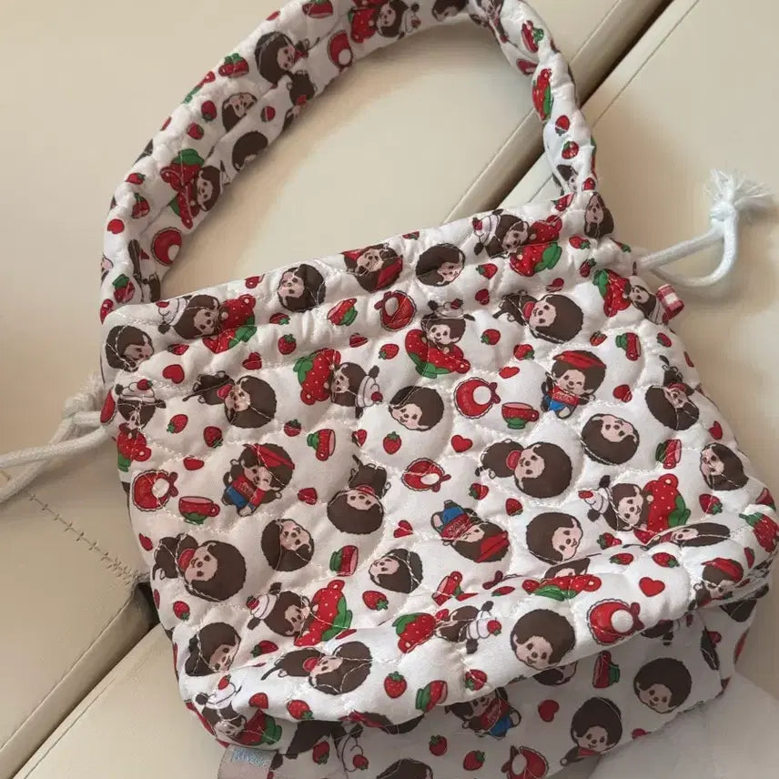 [BUNJANG] Monchhichi Handmade Pouch Bag with Keyring Hook / 몬치치 핸드메이드 복조리 가방겸 파우치