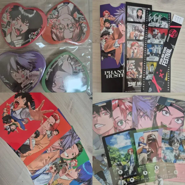 [BUNJANG] Phantom Busters Heart Can Badge, Postcard, Photocard Set / 팬텀 버스터즈 하트 캔뱃지, 엽서, 포카 양도