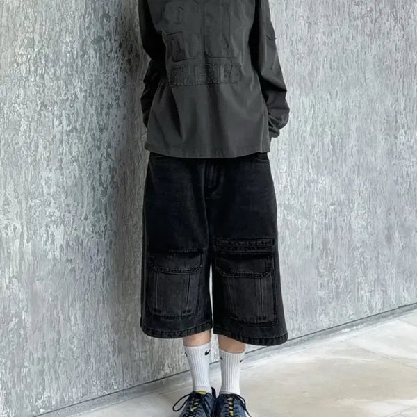 [BUNJANG] Insilence Front Cargo Bermuda Denim Pants / 인사일런스 프론트카고 버뮤다 데님팬츠