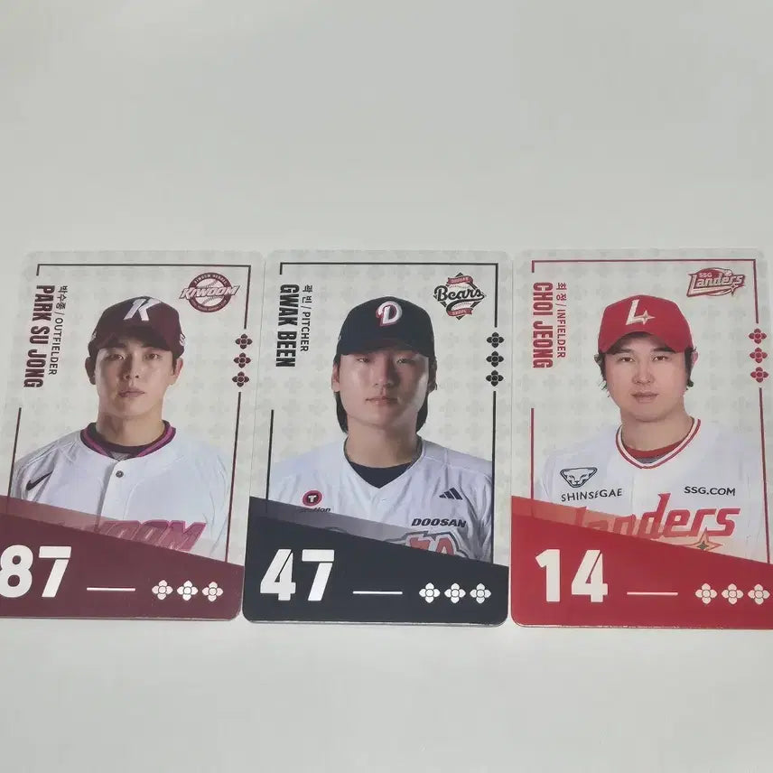[BUNJANG] Paldo Bibimmyeon KBO Baseball Player Cards Bundle (Park Soo-jong, Kwak Bin, Choi Jeong) / 팔도 비빔면 kbo 카드 박수종 곽빈 최정 판매