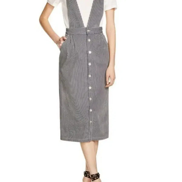 [BUNJANG] Maje Ritan Striped Bib Dress / 마쥬 리타노 멜빵 원피스