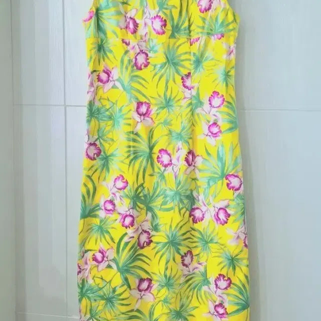 [BUNJANG] Zooc Floral Sleeveless Midi Dress Yellow / zooc 꽃무늬 민소매 원피스