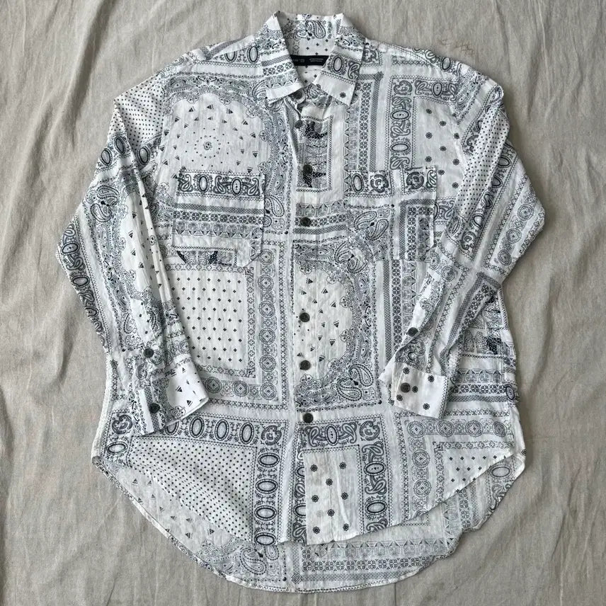 [BUNJANG] Attention Row Linen Paisley Shirt / 어텐션로우 린넨 페이즐리 셔츠 1(105)
