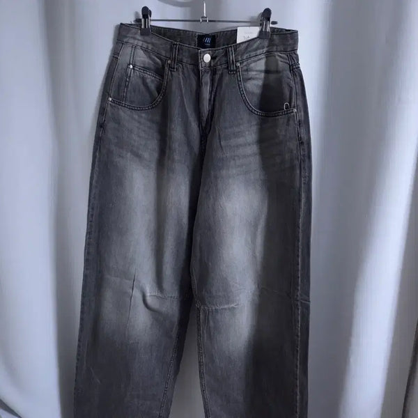 [BUNJANG] Black Semi-Wide Fit Denim Pants / 사이즈좋은 후들청바지 흑청 새옷 (공용가능)