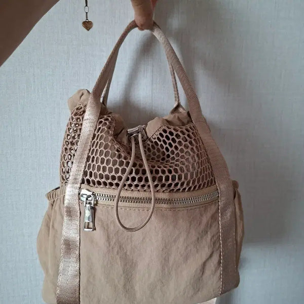 [BUNJANG] Beige Mesh Shoulder Bag / 베이지색 메쉬 숄더백