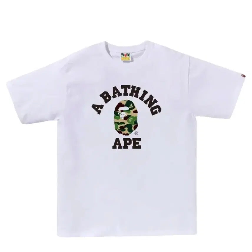 [BUNJANG] BAPE ABC Camo College T-Shirt White Green / 정품 베이프 ABC 카모 컬리지 티셔츠 화이트 그린