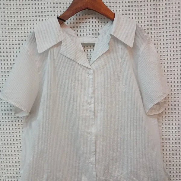 [BUNJANG] SOUP Striped Short-Sleeve Shirt / SOUP 스트라이프 반팔 셔츠 55(66)