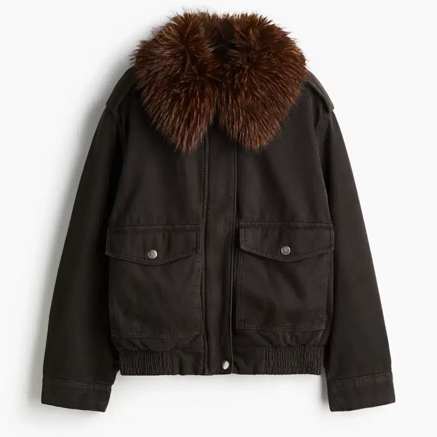 [BUNJANG] H&M Oversized Collar Jacket with Fur Collar / H&M 오버사이즈 칼라 재킷 퍼카라