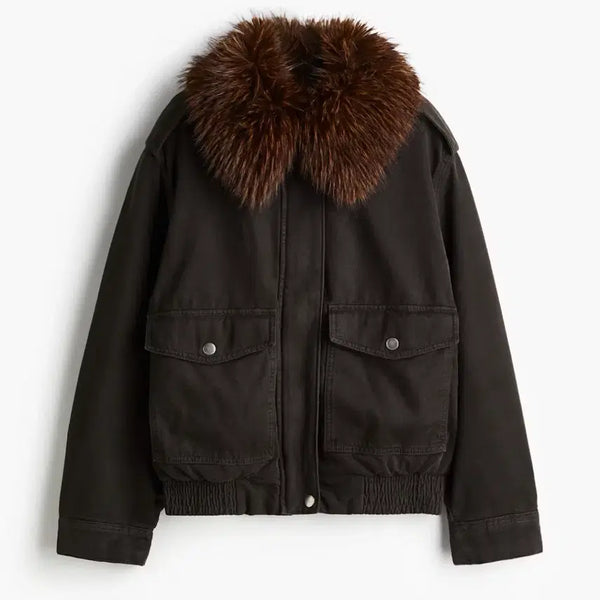[BUNJANG] H&M Oversized Collar Jacket with Fur Collar / H&M 오버사이즈 칼라 재킷 퍼카라