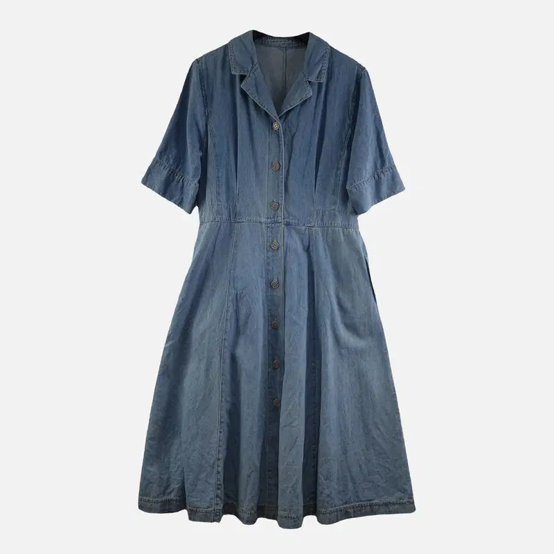 [BUNJANG] Navy Denim Dress FREE N9334 / 네이비 여자 데님 원피스 FREE N9334