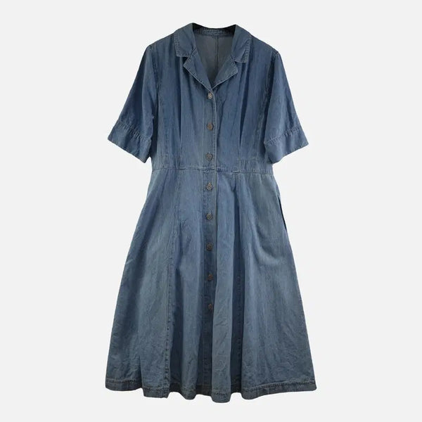 [BUNJANG] Navy Denim Dress FREE N9334 / 네이비 여자 데님 원피스 FREE N9334