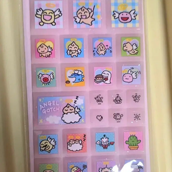 [BUNJANG] Tamagotchi Tenshichi Tile Sticker Pink / 다마고치 텐시치 타일 스티커 핑크