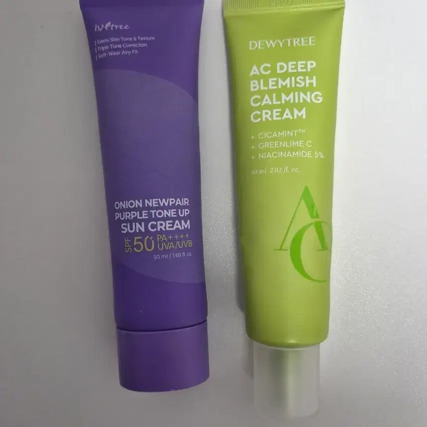 [BUNJANG] Isntree Onion Newpair People Sun Cream & Dewytree AC Deep Scar Calming Cream (Half Used) / 톤업 선크림, 진정 크림