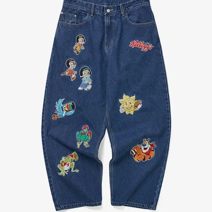 [BUNJANG] Wecanders Kellogg's H.O.F Embroidered Denim Pants / 위캔더스 켈로그 자수 데님 팬츠 KELLOGGS H.O.F DENIM PANTS (DENI M)