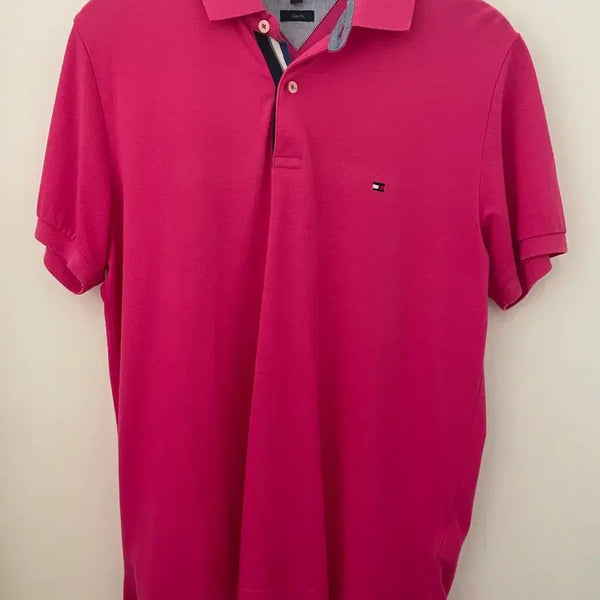 [BUNJANG] Tommy Hilfiger Pink Slim Fit Polo Shirt - Size L / [L] 타미힐피거 핑크 슬림핏 카라티