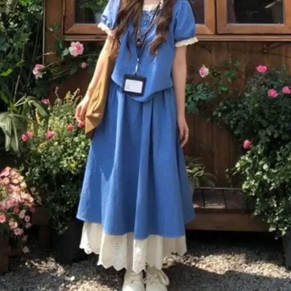 [BUNJANG] Vintage Linen Two-Piece Set - Size M / 빈티지 린넨 투피스-M