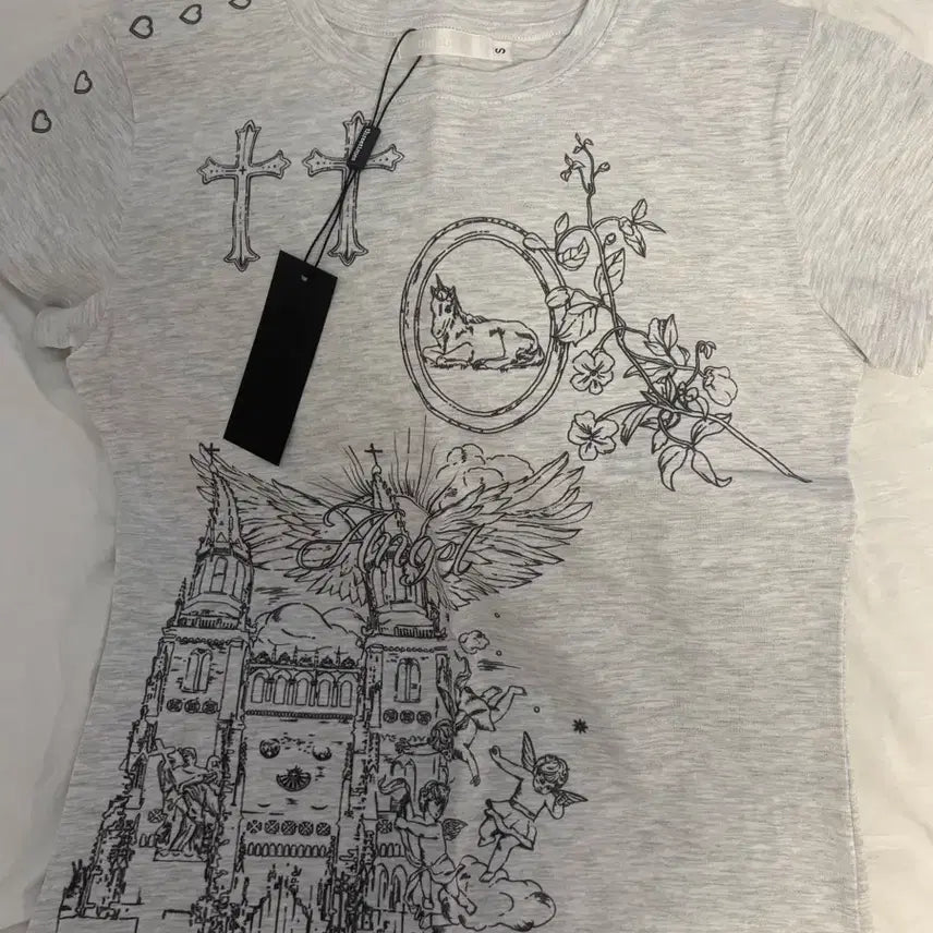 [BUNJANG] 3Times Graphic Print T-Shirt Grey Size S / 쓰리타임즈 반팔티