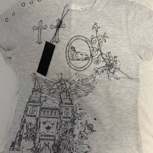 [BUNJANG] 3Times Graphic Print T-Shirt Grey Size S / 쓰리타임즈 반팔티