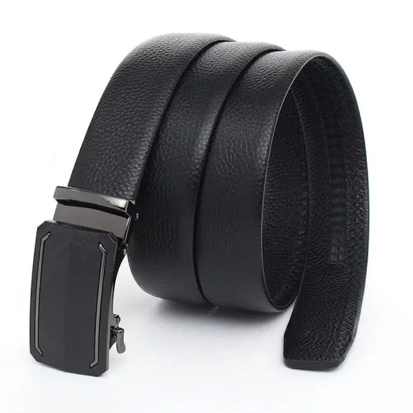 [BUNJANG] Genuine Leather Automatic Buckle Belt Black / 자동 버클 소가죽 벨트 블랙