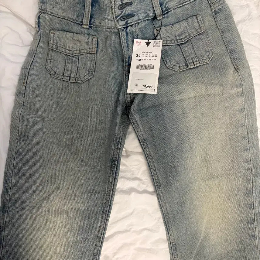 [BUNJANG] Zara Light Wash Cargo Pocket Jeans (Size 34) / 자라 연청바지