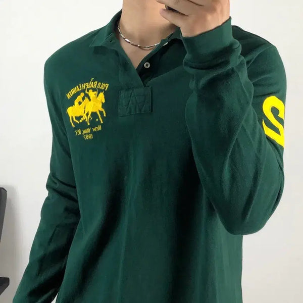 [BUNJANG] Polo Ralph Lauren Authentic Big Pony Long Sleeve Polo Shirt Green / 폴로 정품 치프키프 빅포니 롱슬리브 pk 티 멀티포니 그린