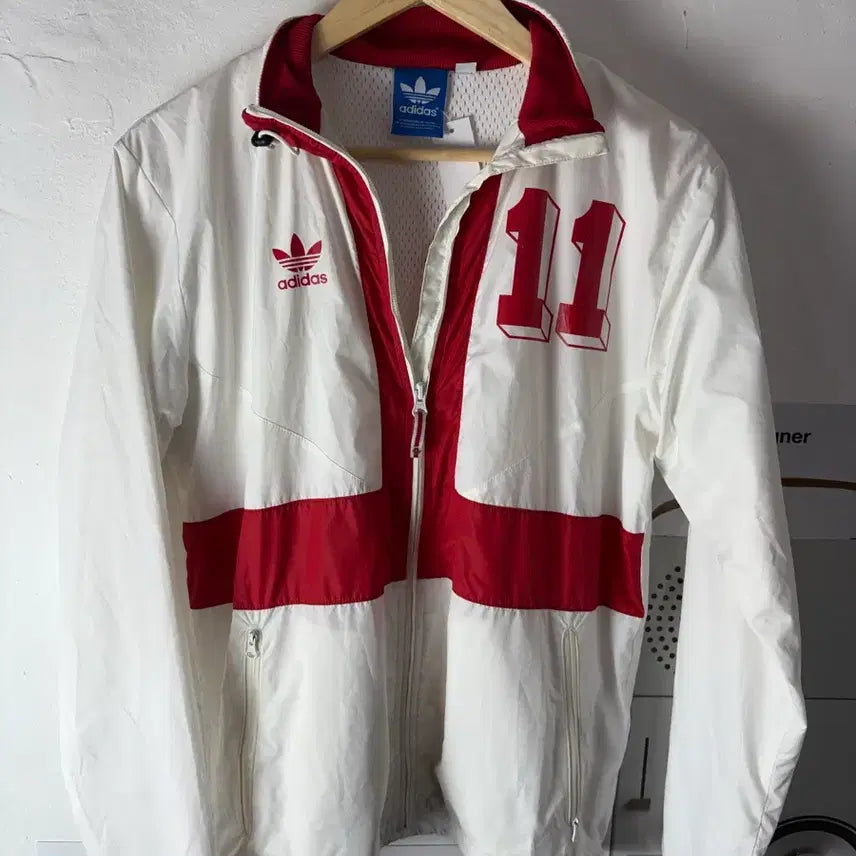 [BUNJANG] Adidas UK White/Red Windbreaker Jacket / 아디다스 흰빨 영국 바람막이