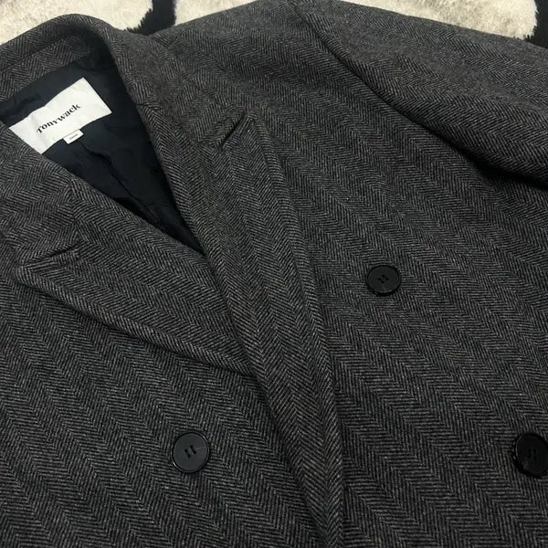 [BUNJANG] TONYWEX Herringbone Double Breasted Long Coat / [M]토니웩 헤링본 더블 브레스티드 롱 코트