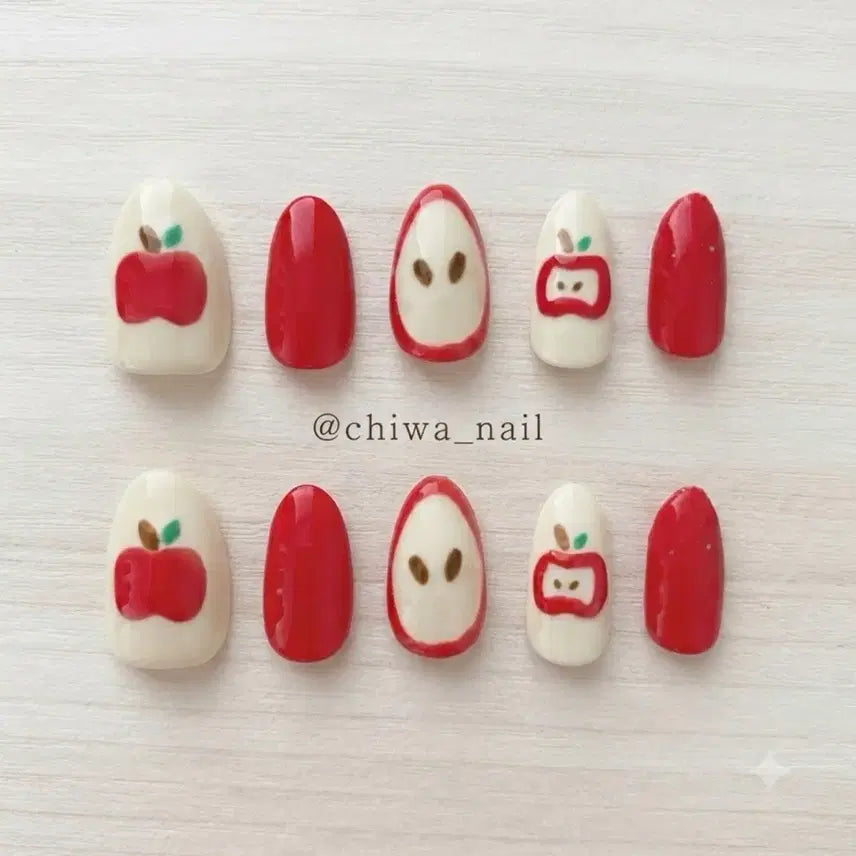 [BUNJANG] Custom Handmade Apple Nail Tips / 주문제작 사과 수제 네일팁