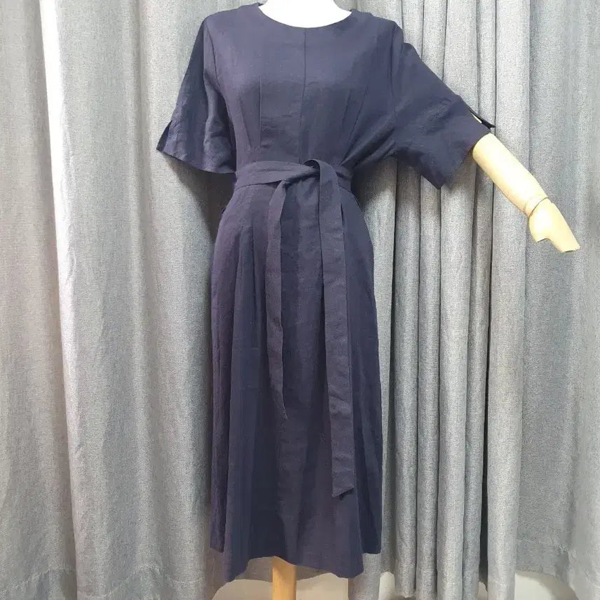 [BUNJANG] High-Quality Blend Waist Tie One-Piece Dress / 77마혼방 고급 허리끈 원피스