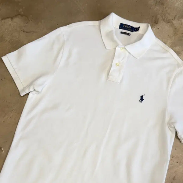 [BUNJANG] Polo Ralph Lauren Custom Slim Fit White Collar Short Sleeve T-shirt / M 폴로랄프로렌 커스텀 슬림핏 화이트 카라 반팔티