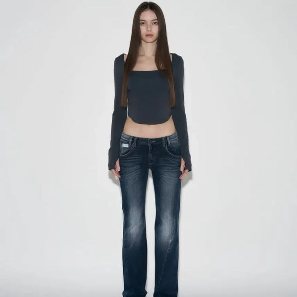 [BUNJANG] Please No Follow 25 Vintage Washing Bootcut Denim Jeans / 플리즈노팔로우 25빈티지 워싱 부츠컷 데님