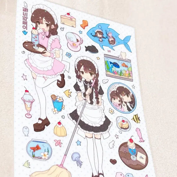 [BUNJANG] Chinese Social Media Style Character Decal Sticker Set / 다꾸스티커 메이드스티커 다이어리스티커 샤오홍슈다꾸 인물다꾸 미소녀스티커 지뢰계스티커 샤오홍슈스티커 인물스티커 다꾸띵 다꾸템 다꾸씰스티커