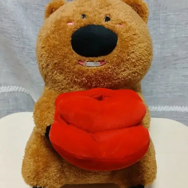 [BUNJANG] Quokka Heart Pocket Plush Toy 'I.. Love You!' Embroidery / 쿼카 하트 주머니 인형 (사..사랑해!)