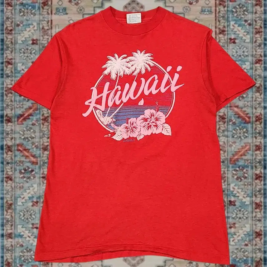 [BUNJANG] 90s Made in USA Hanes Beefy-T Hawaiian Graphic T-Shirt M / 90s Made in USA 헤인즈 비피티 하와이 빈티지 티셔츠 M