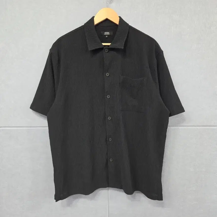 [BUNJANG] Musinsa Standard Dark Grey Textured Open Collar Short Sleeve Shirt XL / 무신사 스탠다드 다크 그레이 텍스처 오픈카라 반팔 셔츠