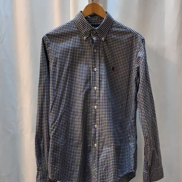 [BUNJANG] Polo Ralph Lauren Custom Fit Gingham Check Button-Down Shirt Navy / 폴로 랄프로렌 커스텀핏 깅엄 체크 셔츠 M 네이비 버튼다운 정품 A378