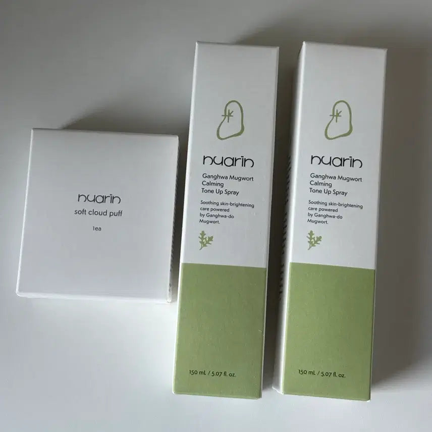 [BUNJANG] NuAerin Strengthened Mugwort Calming Tone-Up Spray & Soft Cloud Puff Set / 누아린 강화 쑥 카밍 톤업 스프레이&소프트 클라우드 퍼프