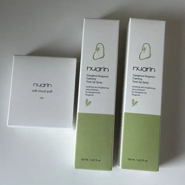 [BUNJANG] NuAerin Strengthened Mugwort Calming Tone-Up Spray & Soft Cloud Puff Set / 누아린 강화 쑥 카밍 톤업 스프레이&소프트 클라우드 퍼프