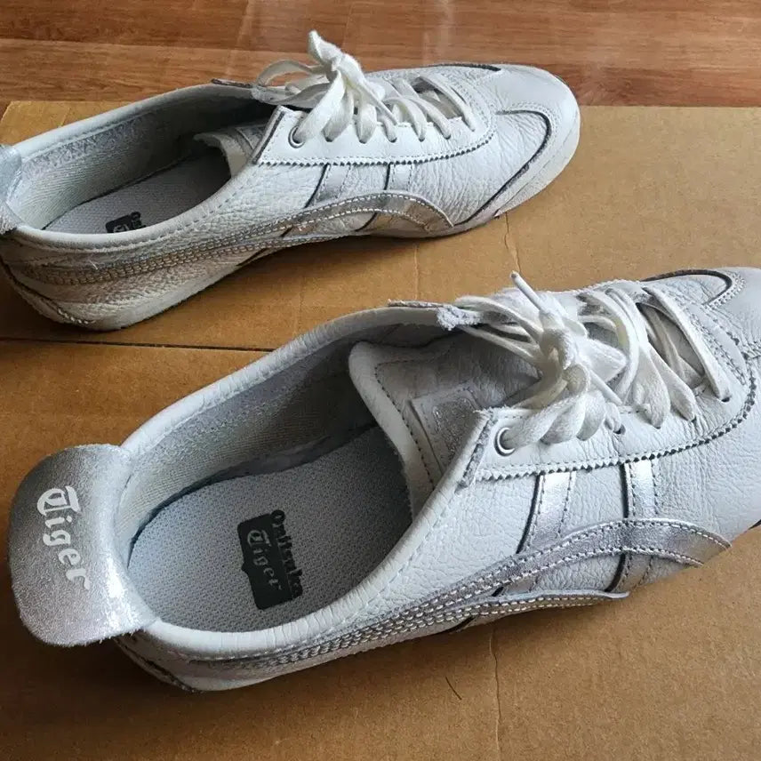 [BUNJANG] Onitsuka Tiger Mexico 66 White Silver Leather Sneakers / 오니츠카타이거 멕시코 66 화이트 실버