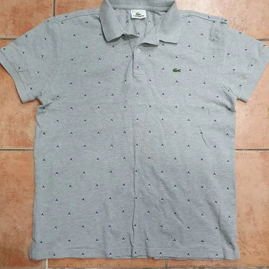 [BUNJANG] Lacoste Embroidered Short Sleeve Polo Shirt Grey Size 5 / [국내정품] 라코스테 자수 반팔 폴로 셔츠 그레이 (5사이즈 / 실측 포함)
