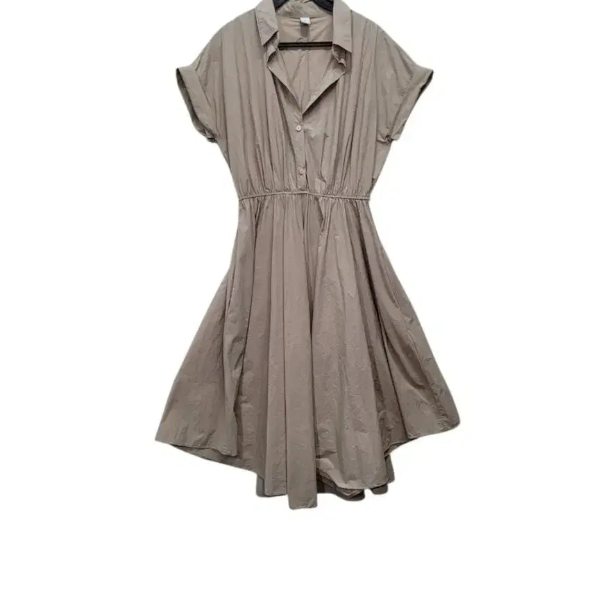 [BUNJANG] Camel Beige Cotton Nylon Spandex Blend Unbalance Design Long Dress / 면나일론스판 카멜 베이지 원피스 가볍고 시원하고 세탁하기 편안한 멋스러운 언벌런스 디자인 롱 원피스