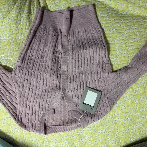 [BUNJANG] The Namoo Cream Cable Knit Cardigan Pink / 더나무그림 가디건 핑크