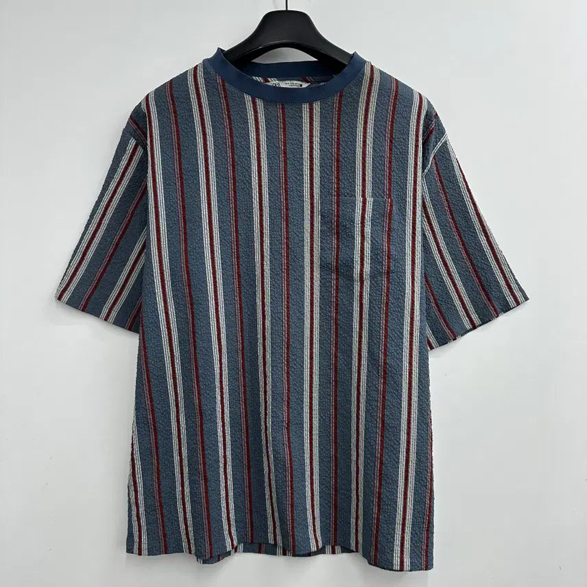 [BUNJANG] Zara Men's Seersucker Relaxed Fit Short Sleeve T-Shirt XL / 105 자라 남자 시어서커 루즈핏 반팔 티셔츠