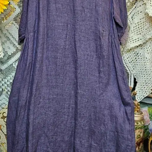 [BUNJANG] Linen Long Dress - Purple / 국내산린넨마보라색 롱원피스