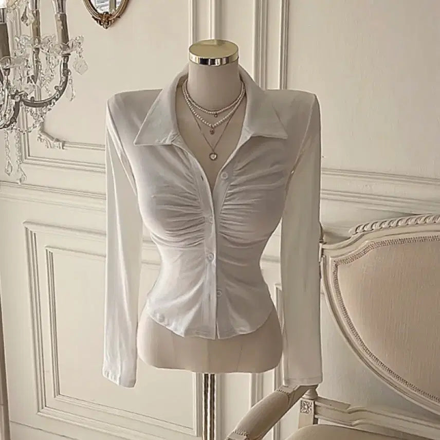 [BUNJANG] Shirring Blouse Cardigan / 셔링 블라우스 가디건