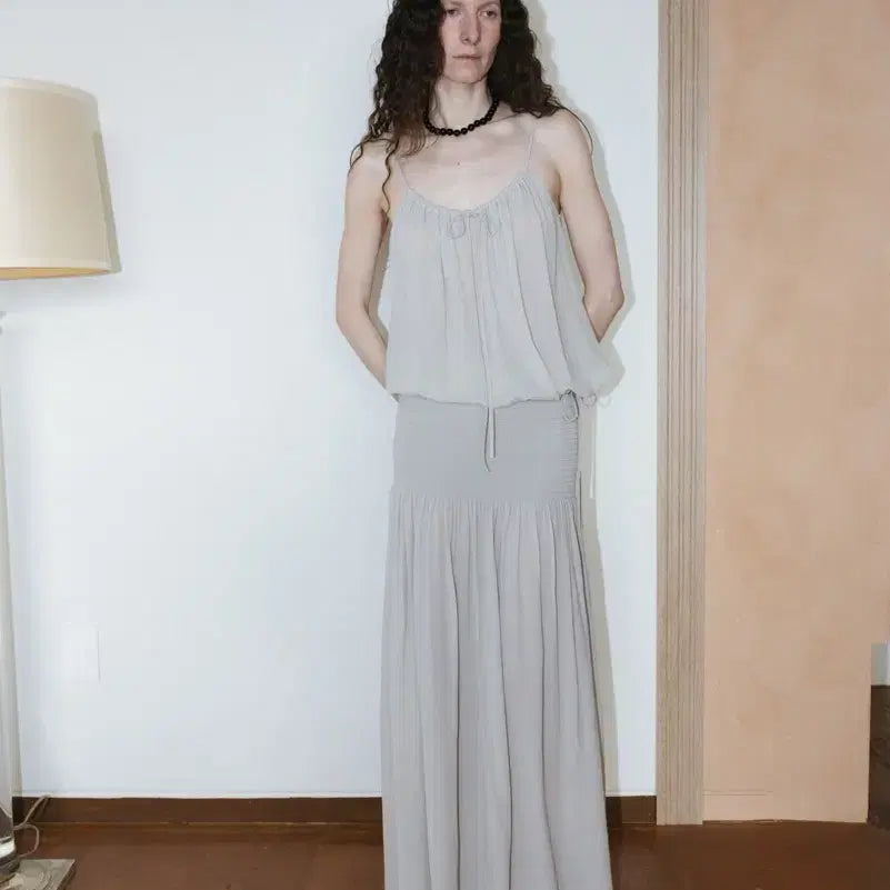[BUNJANG] MONOHA Sheer Draped Shirred Camisole Skirt Set / 모노하 sheer draped shirred camisole skirt 올세트 셋업