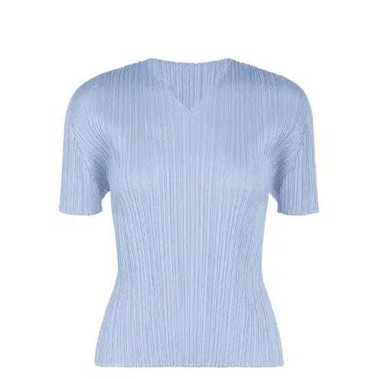 [BUNJANG] Pleats Please August Monthly V-Neck Short Sleeve Top / 플리츠플리즈 먼슬리 8월 브이넥 반소매 탑